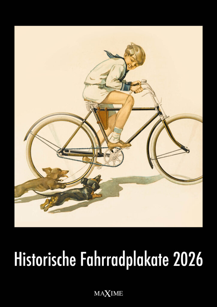 Historische Fahrradplakate, großformatiger Wandkalender 2026